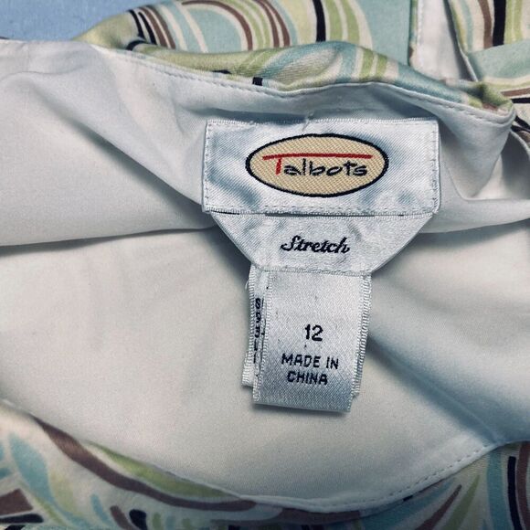 Talbots Skirt Cotton Stretch Geometric Print Pencil Y2K Light Yellow Sz 12 Flaw - Picture 12 of 12
